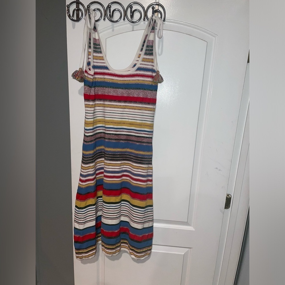 VERONICA BEARD Dulce Striped Knit Dress with Tassels Sz Large✨ - Picture 15 of 16